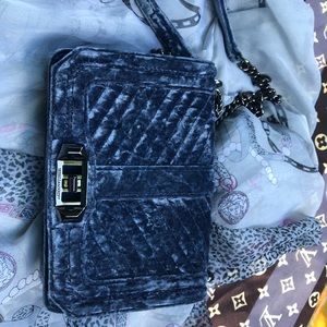 Rebecca Minkoff small blue velvet quilted bag